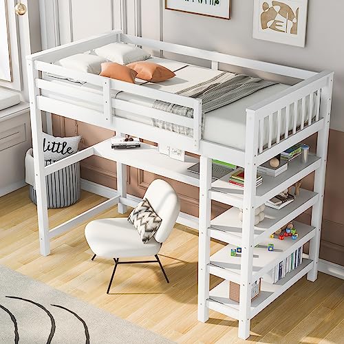 White With Desk and Shelves