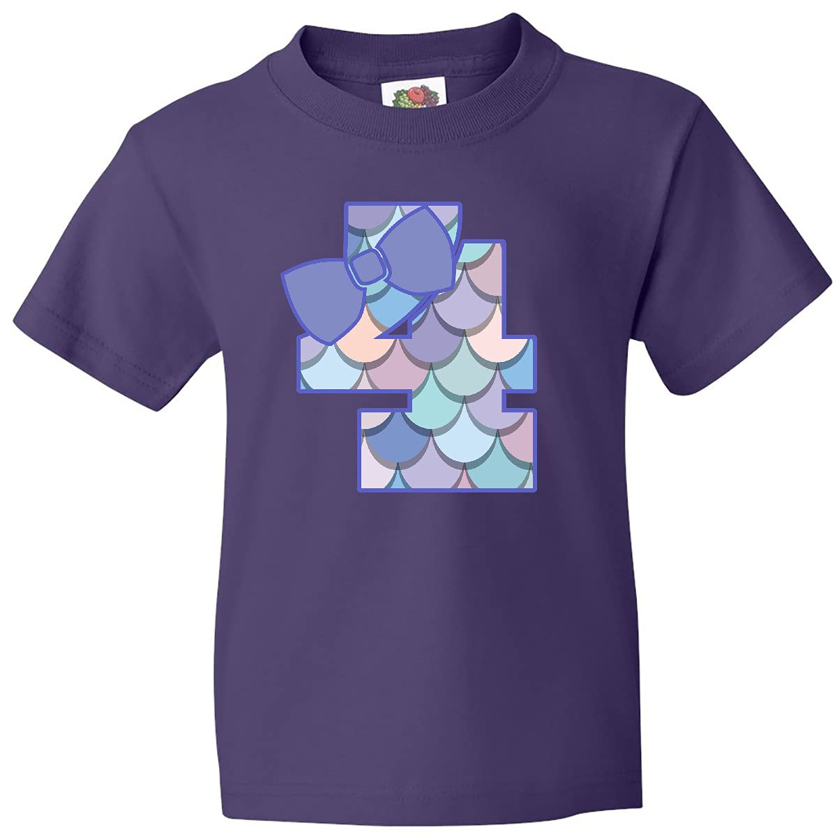 Inktastic 4th Birthday Mermaid Youth T-Shirt for Girls - Cute 4 Year Old Mermaid Themed Birthday Outfit - Perfect for Birthday Parties, Beach Trips & Photo Shoots