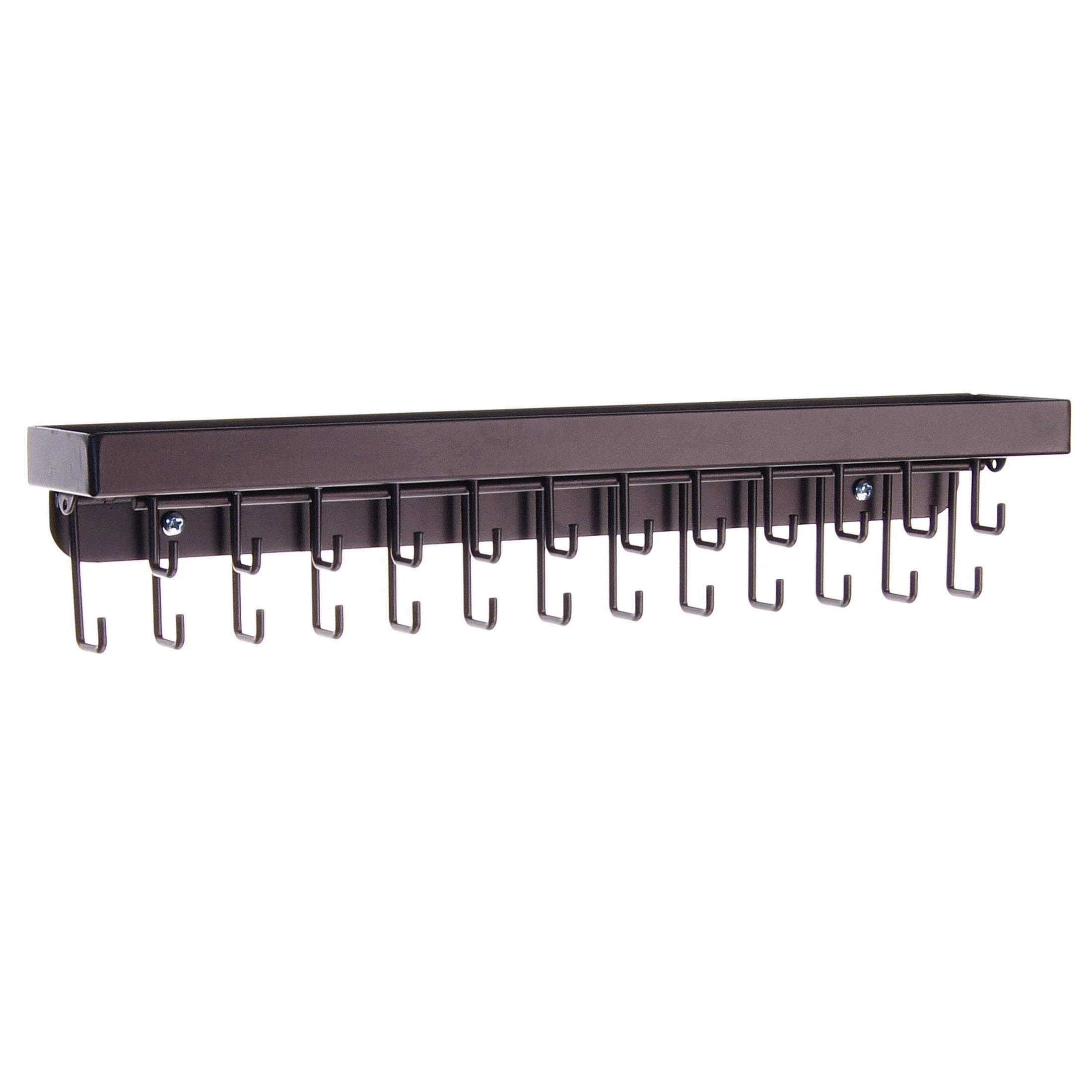 Angelynn's Wall Mounted Jewelry Organizer - Necklace Holder & Bracelet Storage Rack with Tray Shelf - Rubbed Bronze Finish - Perfect for Closet, Bedroom & Bathroom Organization
