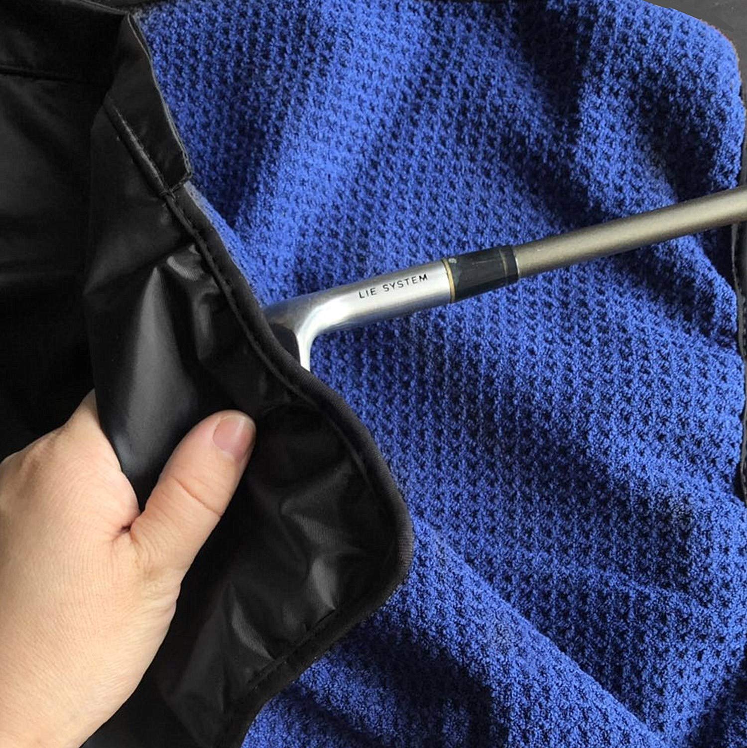 FINGER TEN Golf Rain Hood Towel with Clip - Waterproof Waffle Pattern Golf Towel for Men & Women - Perfect for Golf Bags, Rain Protection & On-Course Use