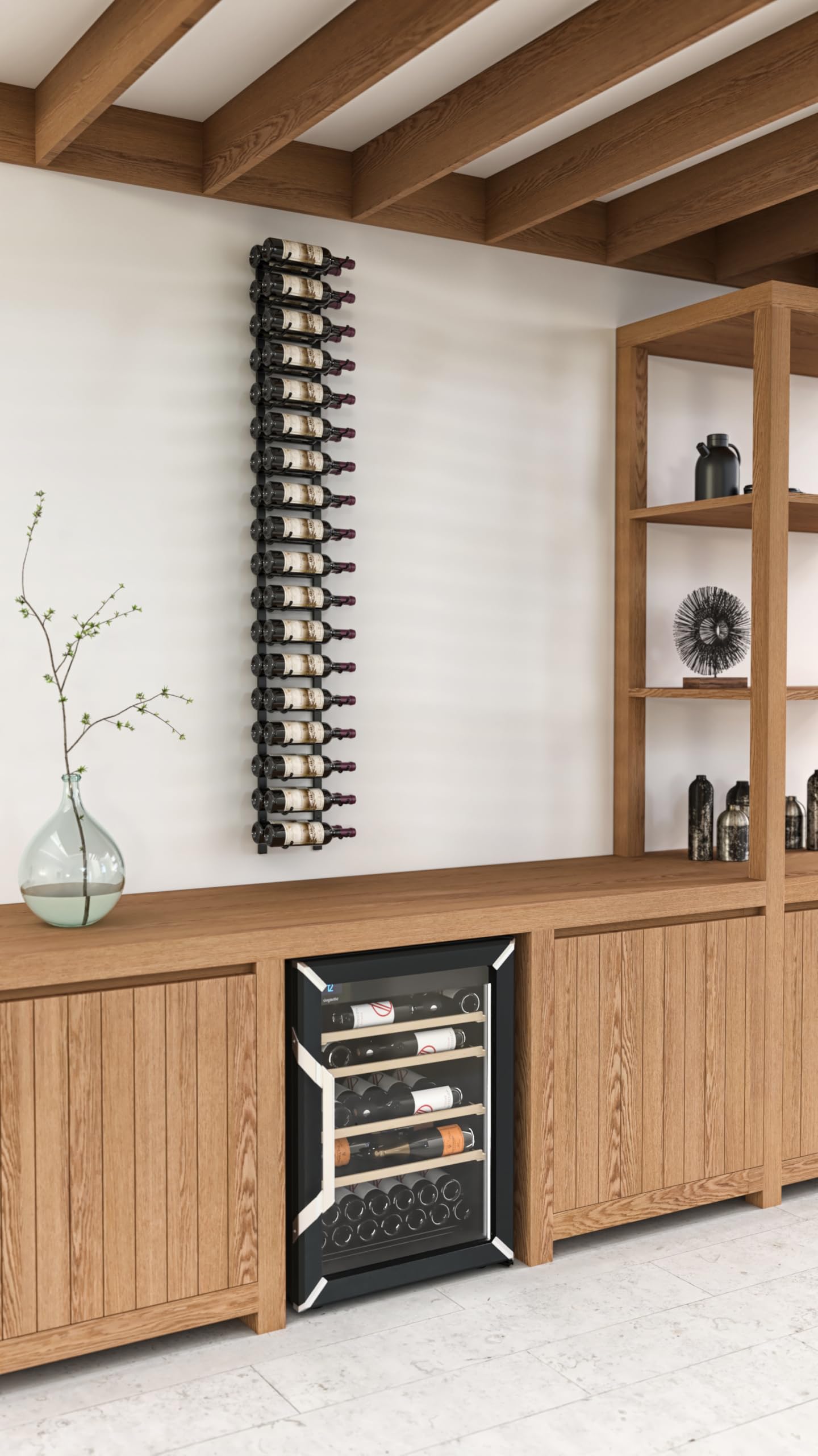 Premium W Series Pro 6-Bottle Wall Mounted Wine Rack - Double Depth Metal Wine Storage Shelf - Modern Space Saving Design Holds 36 Bottles (Matte Black) - Perfect for Home Bars, Kitchen Storage & Wine Cellar Organization