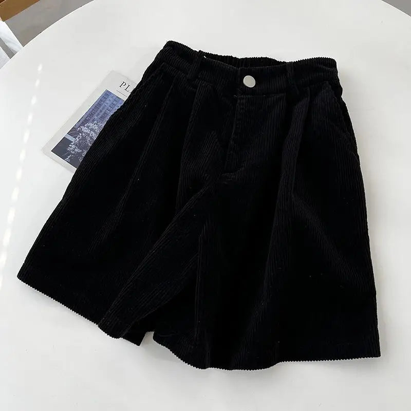 2023 Women's High Waist Oversized Corduroy Shorts - A-Line Wide Leg Casual Pants for Autumn/Winter | Perfect for Streetwear, Office & Weekend Outfits