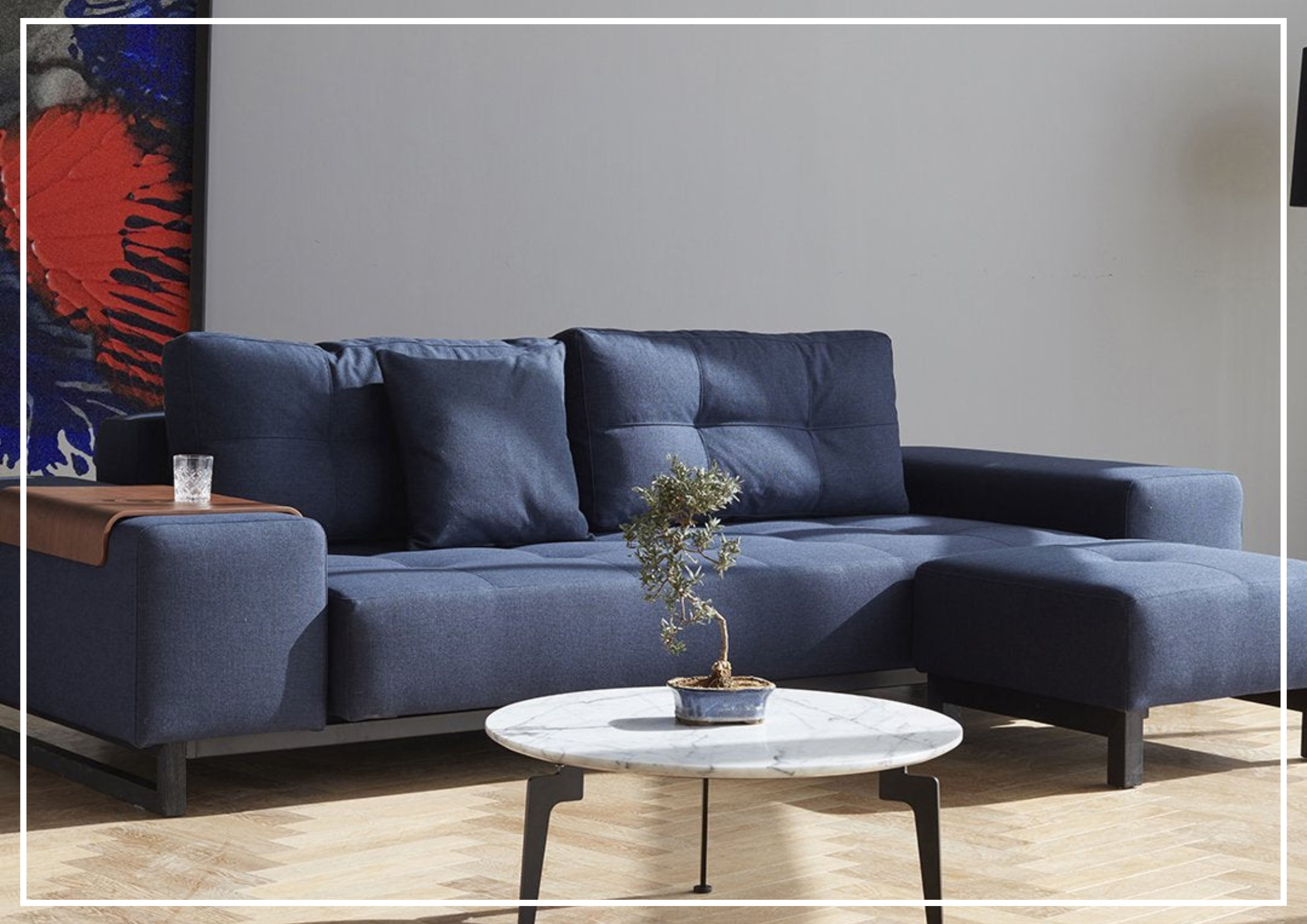 Innovation Living Grand DEL 2-Seater Fabric Sleeper Sofa with Ottoman - Convertible Bed & Lounge Chair for Small Spaces, Guest Rooms & Apartments