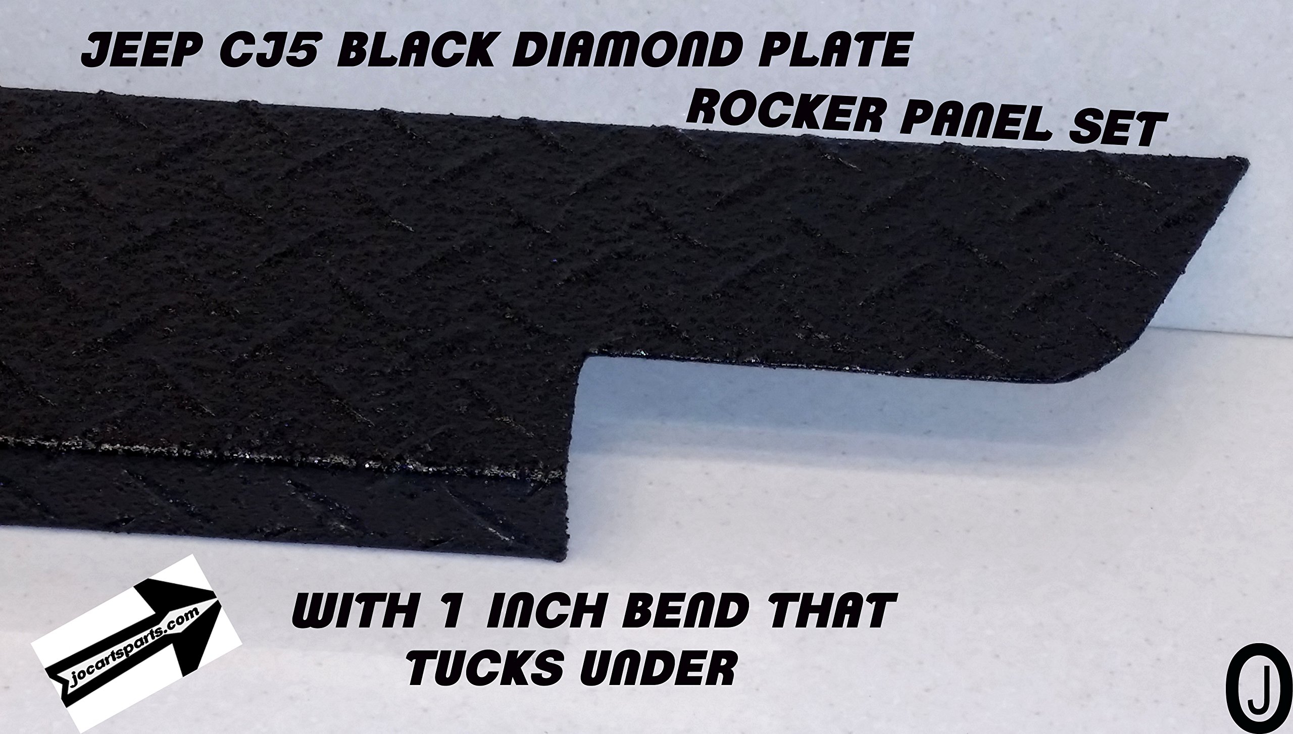 Black Diamond Plate Side Rocker Panel Set of 2 for Jeep CJ5 - 5 1/4