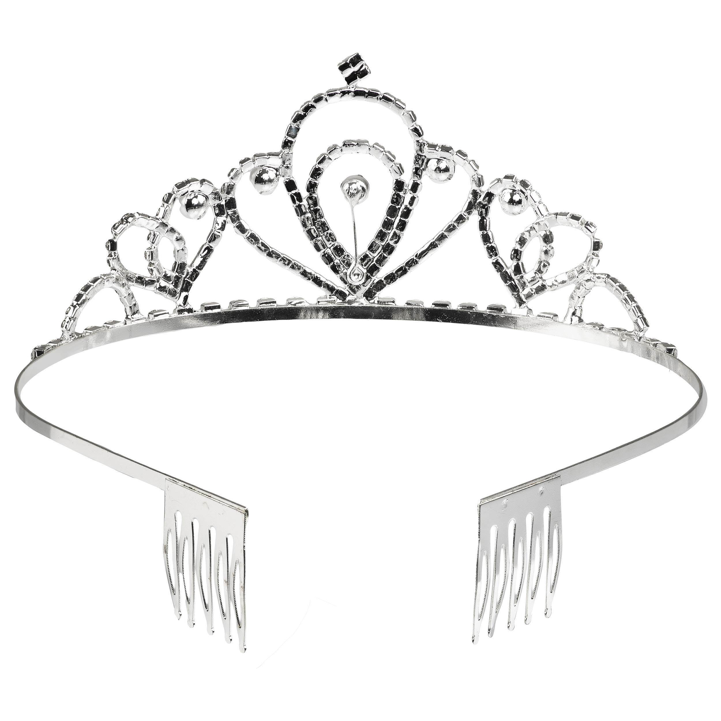 Satyam Kraft Silver Princess Tiara Headband for Women & Girls – Elegant Bridal Crown for Birthday, Wedding, Haldi, Mehendi, Valentine's Day & Special Occasions (1-Pack) | Perfect for Pageants, Photo Shoots & Fairy Tale-Themed Parties