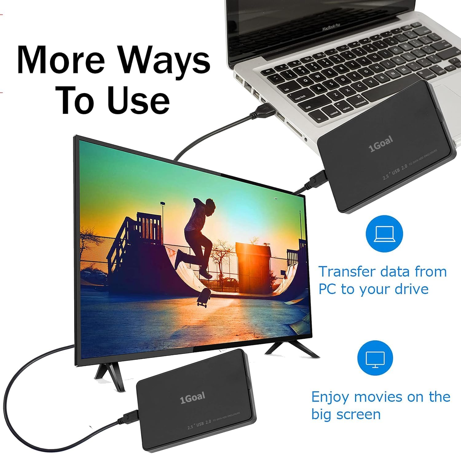 1Goal USB 2.0 to SATA External Hard Drive Enclosure for 2.5