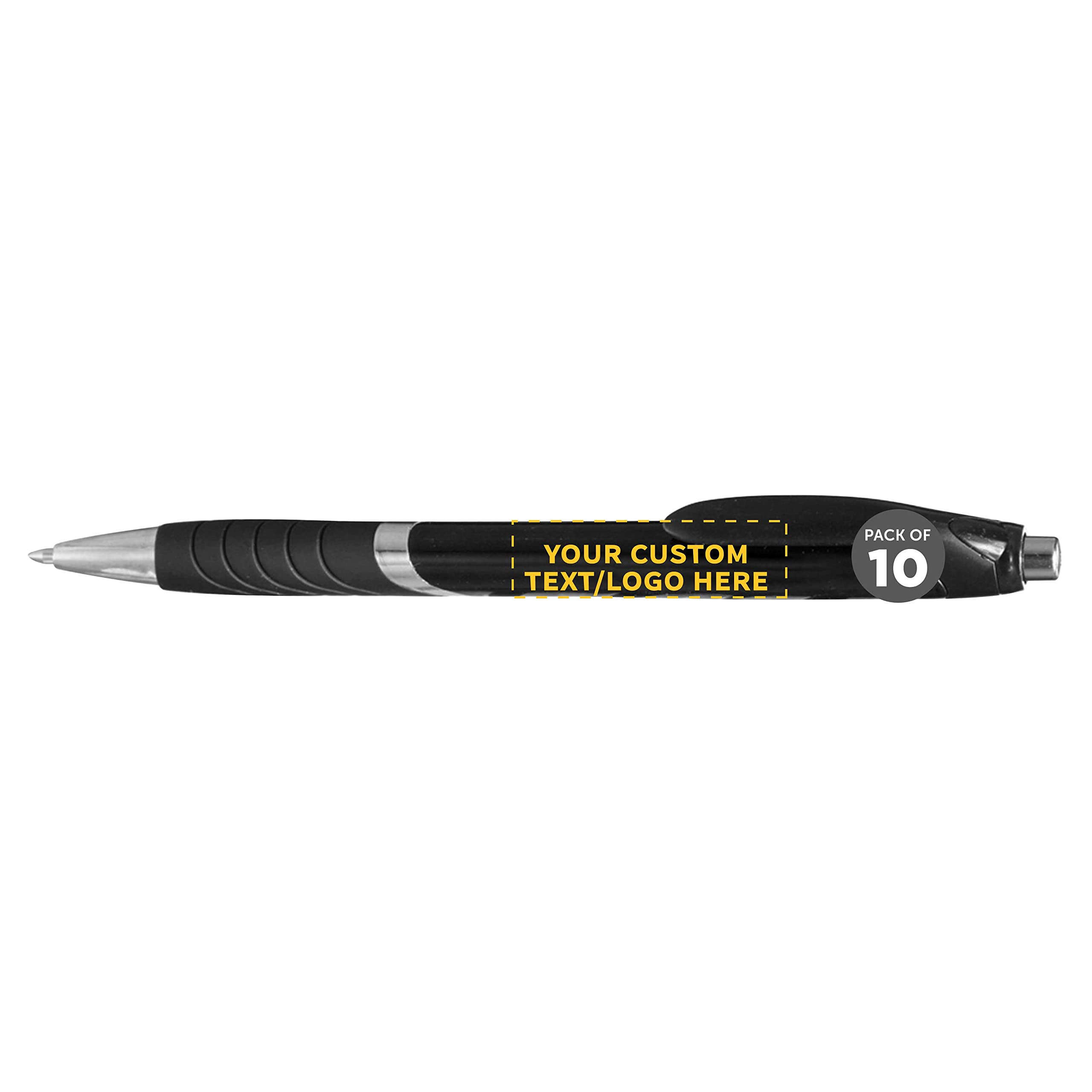 Customizable Ballpoint Pens with Rubber Grip - 10 Pack Bulk Office Supplies - Black Ink Soft Touch Plastic Pens for Business, School & Gifts - Personalized Text & Logo Printing