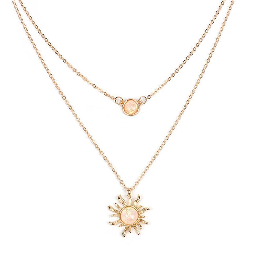 Sunflower Pendant Layered Necklace for Women & Girls - Elegant Jewelry Accessory for Wedding, Work, Travel & Daily Wear - Perfect Gift for Her