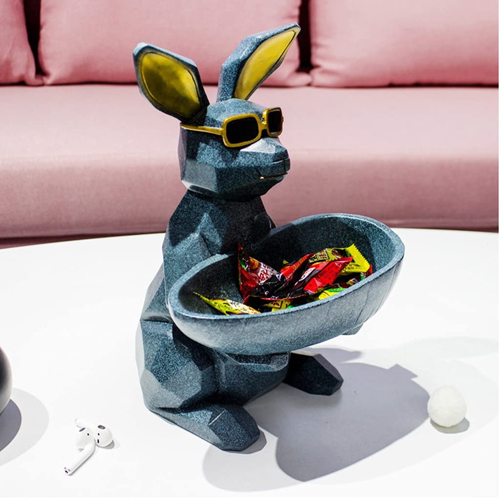 Resin Animal Key Holder & Jewelry Dish - Rabbit Figurine Storage Box for Keys, Earrings, Candy | Creative Home & Office Decor for Living Room, Bedroom, Desk | Perfect Birthday Gift Idea