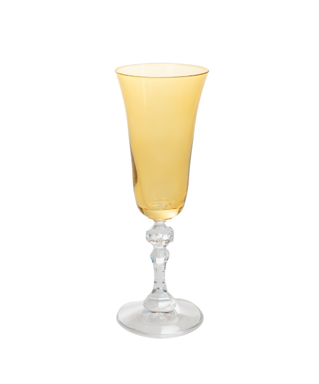 Estelle Colored Regal Flute with Clear Stem - Set of 2 Champagne Glasses (Yellow) - Perfect for Weddings, Parties & Elegant Cocktails
