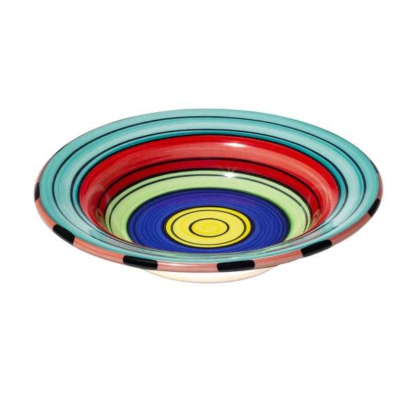 Colorful Puebla Stripe Rimmed Soup Bowls - Handcrafted Ceramic Bowls for Soups, Salads & Desserts - Perfect for Home Dining & Entertaining