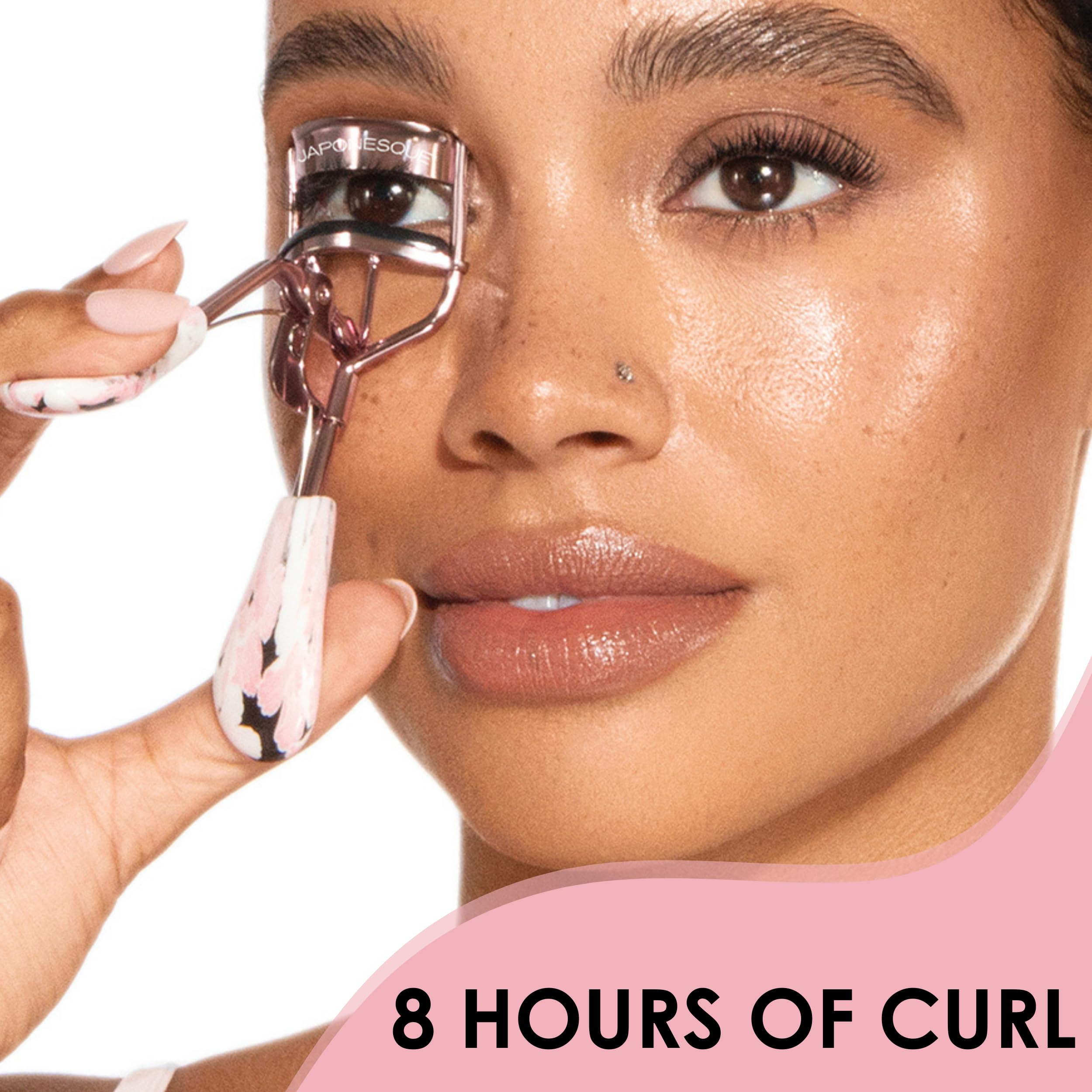 JAPONESQUE Eyelash Curler for Natural & False Lashes - Comfort Grip, Round Shape Design with 1 Extra Refill Pad - Long Lasting 8 Hour Curl - Perfect for Daily Makeup, Bridal Looks & Professional Salon Use
