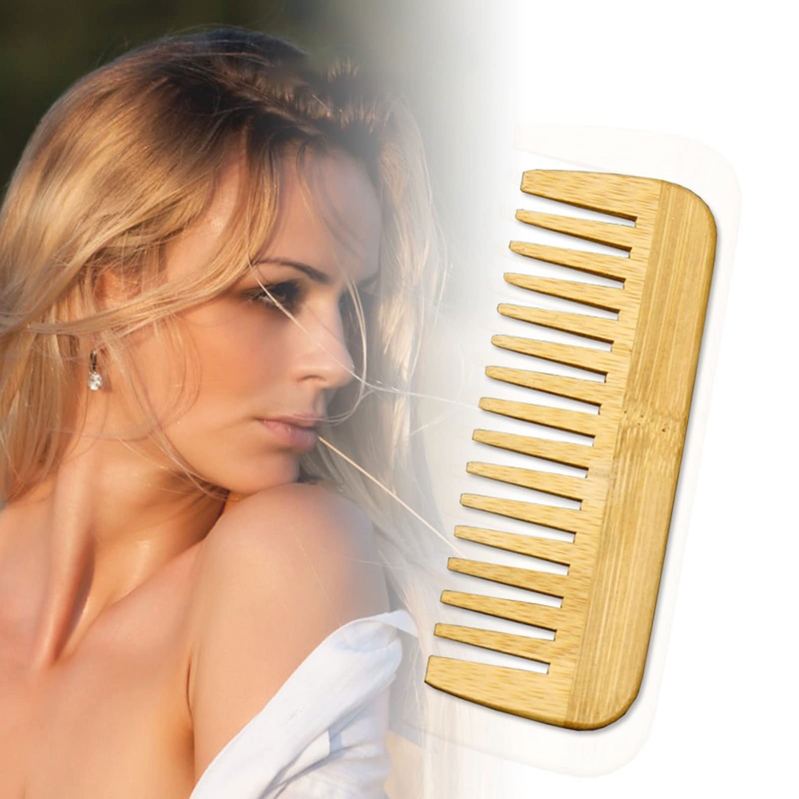 **Wide Tooth Bamboo Comb for Men & Women - Anti-Static Hair Scalp Massager - Natural Wooden Hairbrush for Detangling & Healthy Hair Care - Perfect for Home, Travel & Salon Use**