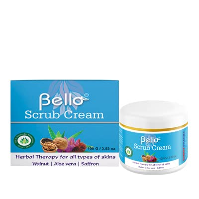 Bello Scrub Cream 100g - Exfoliating Face Scrub for Men & Women, Deep Cleansing & Pore Minimizing, Perfect for Daily Skincare Routine & Acne-Prone Skin