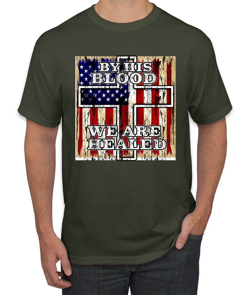 Inspirational Christian Men's T-Shirt - By His Blood We Are Healed | Faith Apparel for Church & Daily Wear