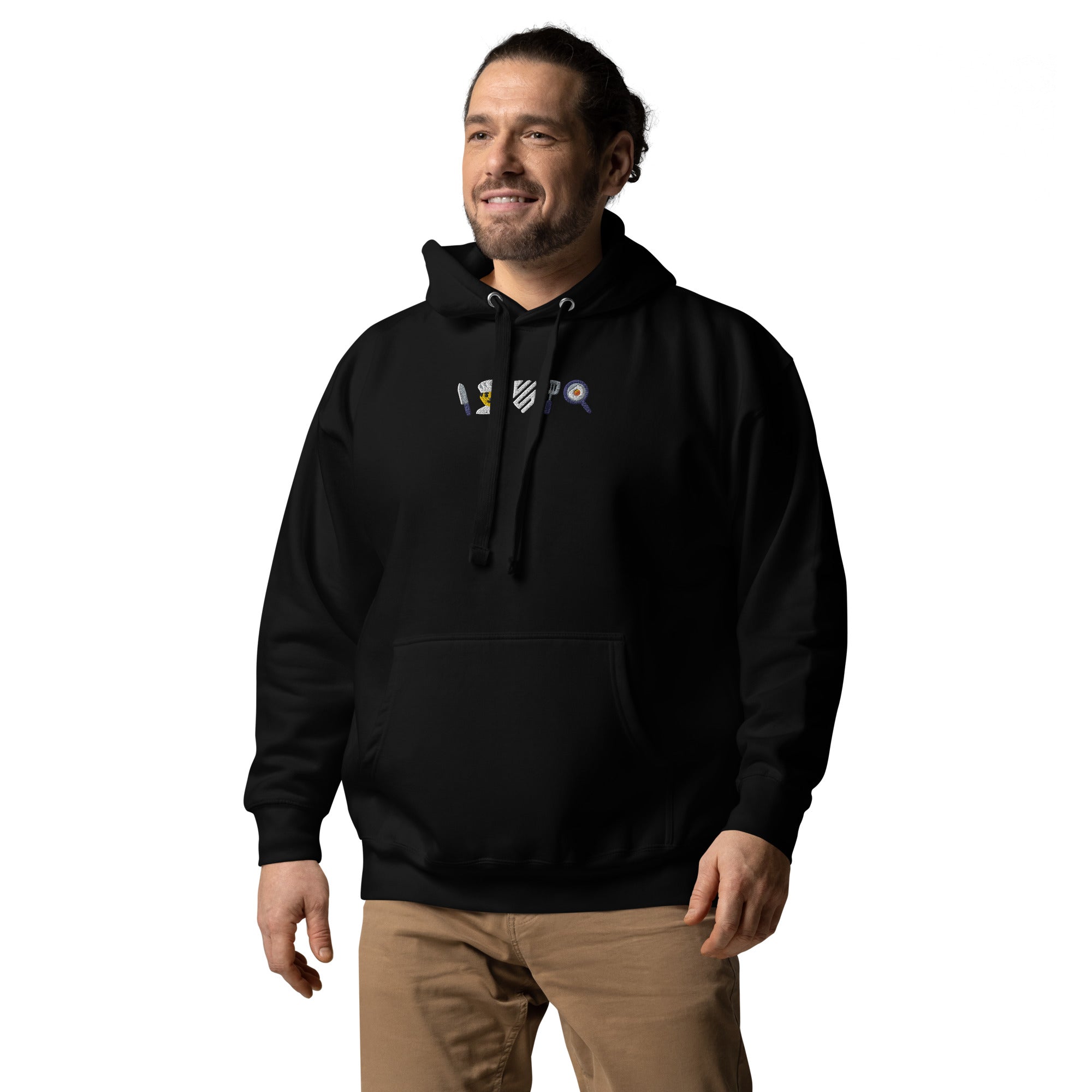 Embroidered Chef Icons Hoodie - Premium Cotton Chef Jacket for Professional Cooks & Culinary Students - Perfect for Kitchens, Cooking Classes & Restaurant Work