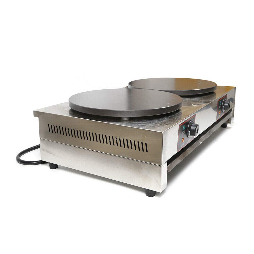 Double Electric Crepe Maker Machine - Non-Stick 110V Pancake Griddle, 3KW+3KW Commercial Grade for Restaurants & Catering | Perfect for Breakfast Cafes, Food Trucks & Home Brunch Cooking