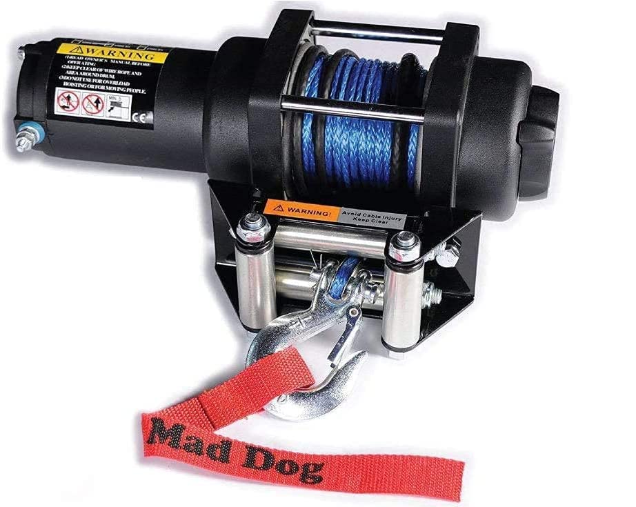 Mad Dog 2500 LB Winch & Mount Combo with Synthetic Rope for Yamaha Grizzly 450 4x4 (2007-2014) - Heavy Duty Off-Road Recovery for ATVs, UTVs & 4x4 Trucks