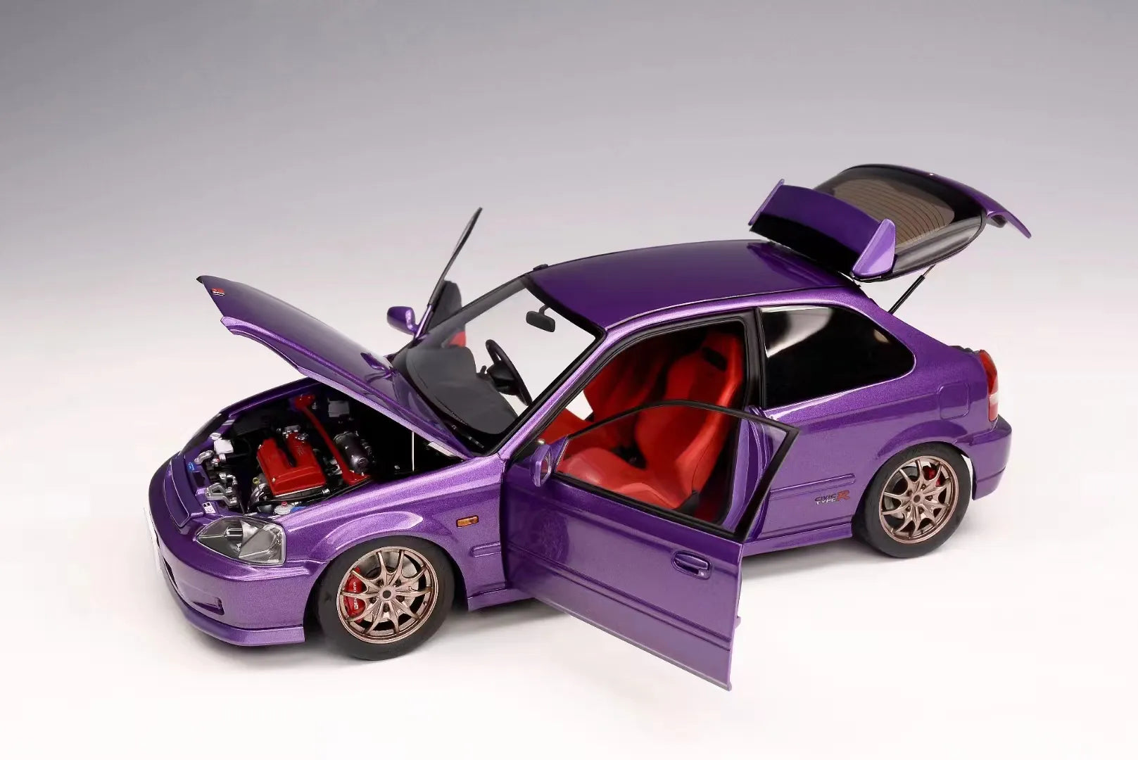 MotorHelix 1:18 Scale Honda Civic Type R Late Version (EK9) Diecast Model Car - Purple Collectible for Car Enthusiasts & Display Showcase