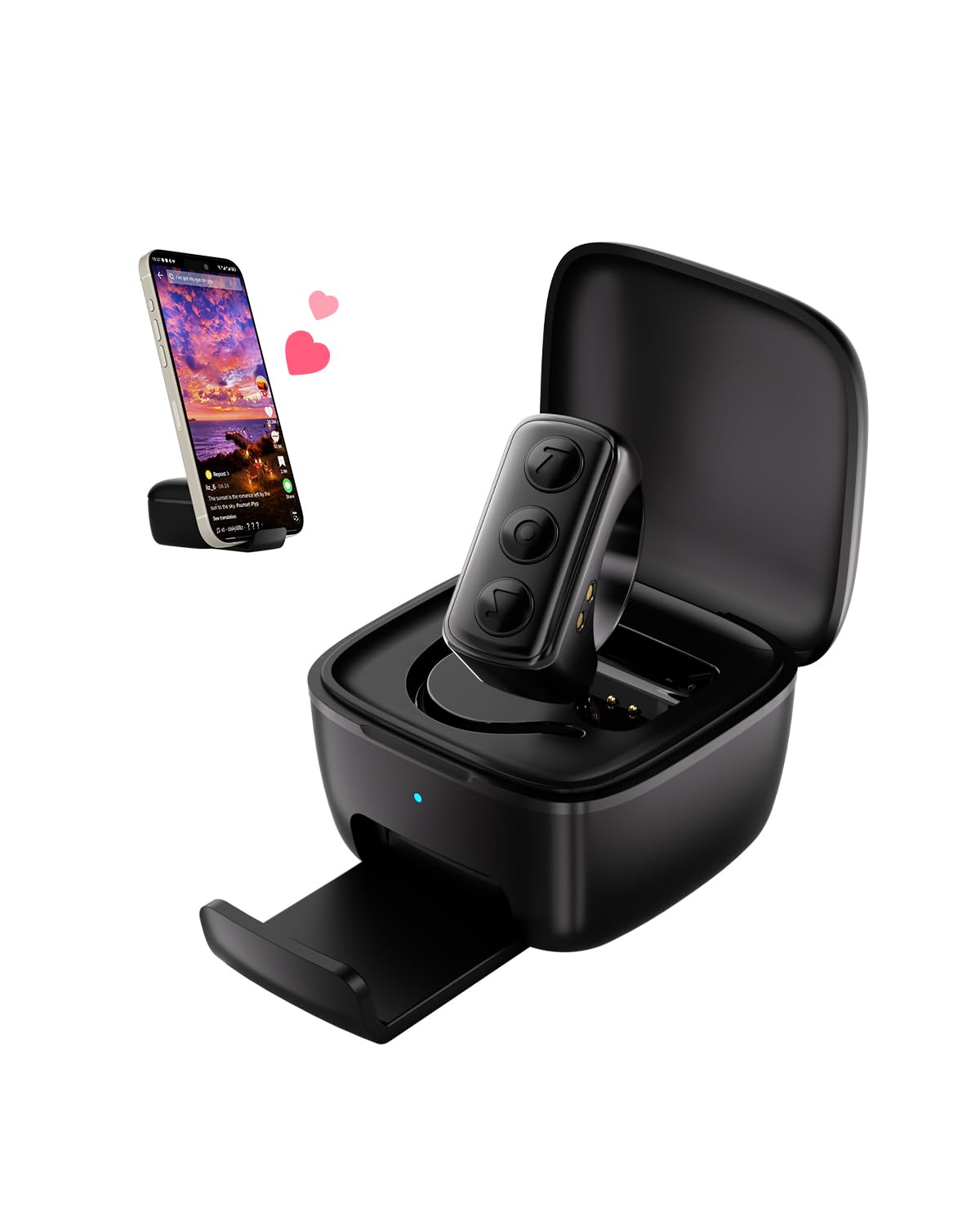 2-in-1 TikTok Scroller Ring & Phone Holder - Wireless Remote Page Turner for iPad/iPhone Ebook Reading, Photo & Video Shooting - Compatible with iOS/Android Devices (Black) - Perfect for Social Media Content Creation, Online Learning & Hands-Free Operation
