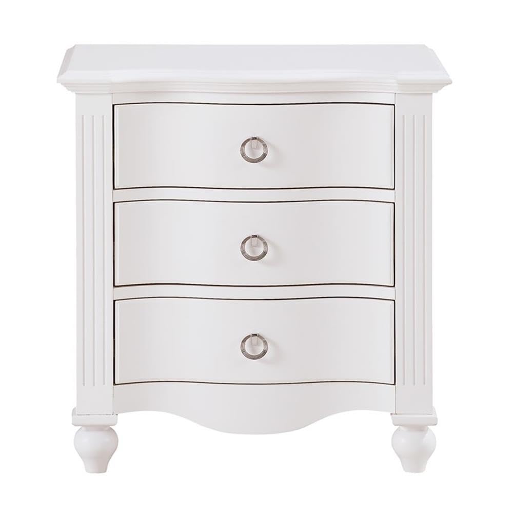 Pemberly Row 3-Drawer Nightstand with Dovetail Joints - Solid Wood Bedside Table in White Finish | Perfect for Bedroom, Guest Room & Home Decor