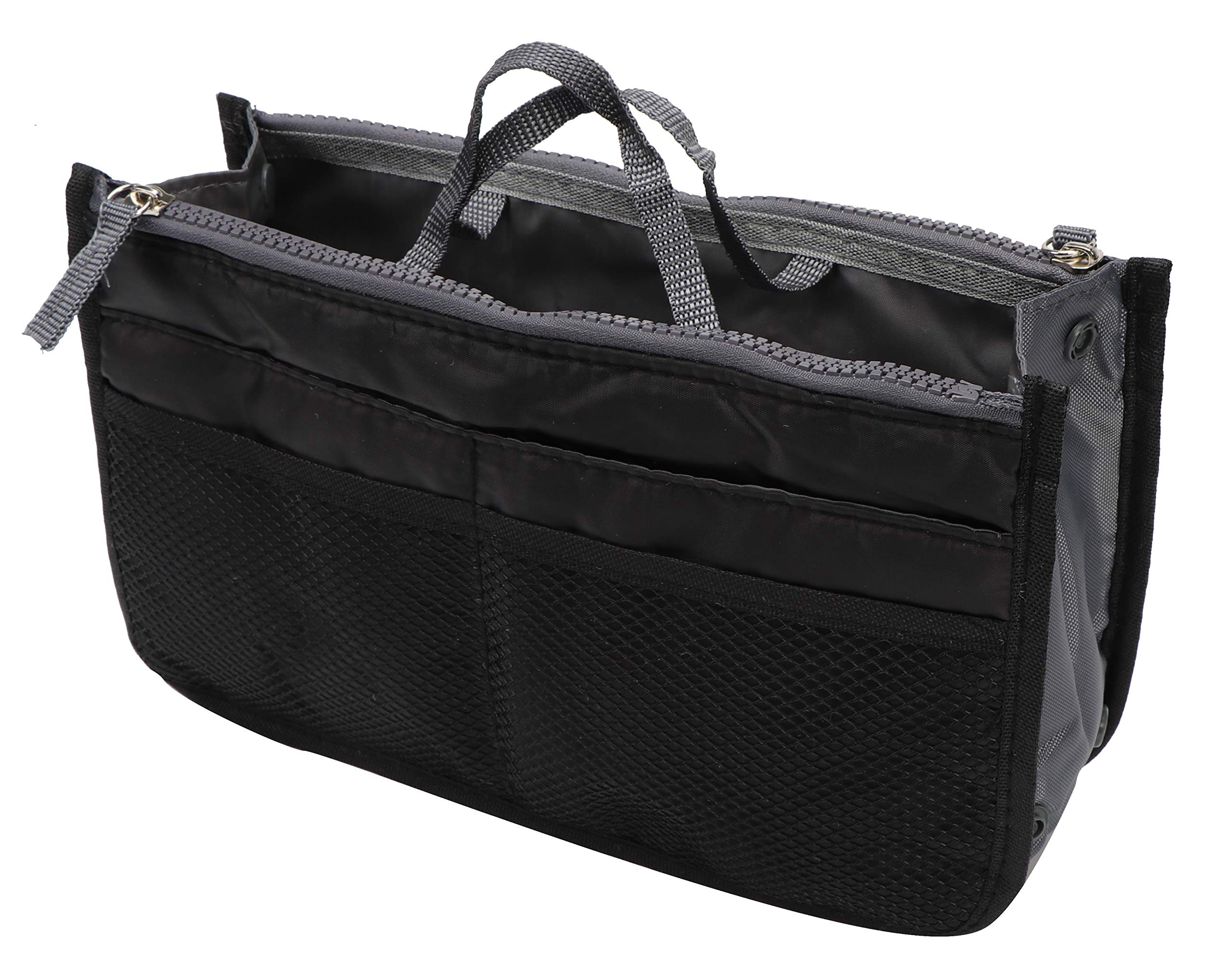 AREO Travel Cosmetic Bag for Women - Multi-Function Makeup Pouch with Zipper, Washable Toiletry Organizer for Purse & Luggage (Black) - Perfect for Travel, Gym & Daily Essentials Storage