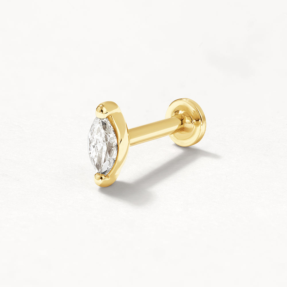 10k Gold Marquise Helix Single Stud Earrings with Lab-Grown Diamonds - Perfect for Everyday Wear, Date Nights & Special Occasions