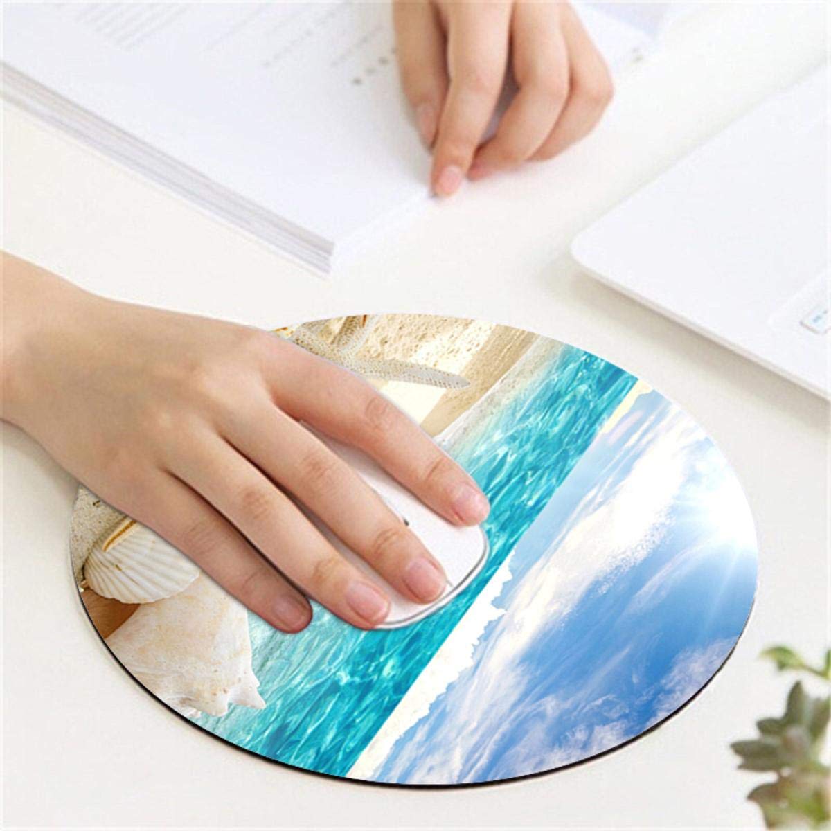 Custom Round Non-Slip Rubber Mouse Pad - Beautiful Beach Design for Office & Gaming | Ergonomic Computer & Laptop Accessory | Perfect for Work Desks, Home Offices & Gaming Setups