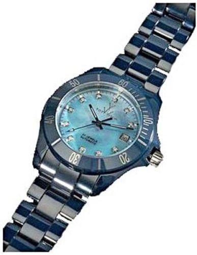 Luxury Toy Watch CTS01BK - Ceramic Blue MOP Dial Automatic Watch with Diamond Hour Markers - Black Ceramic Case & Bracelet - Perfect for Formal Events & Gift Giving