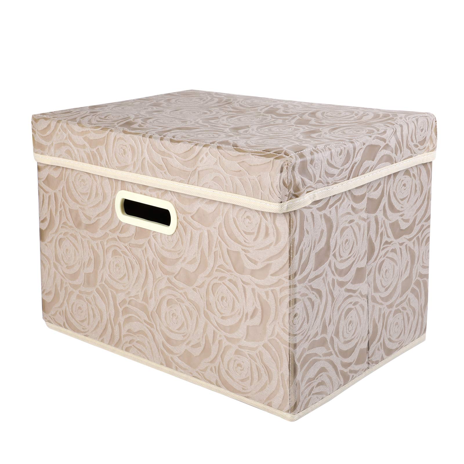 Lucky Monet Large Foldable Fabric Storage Bins with Lids & Handles - 17.7