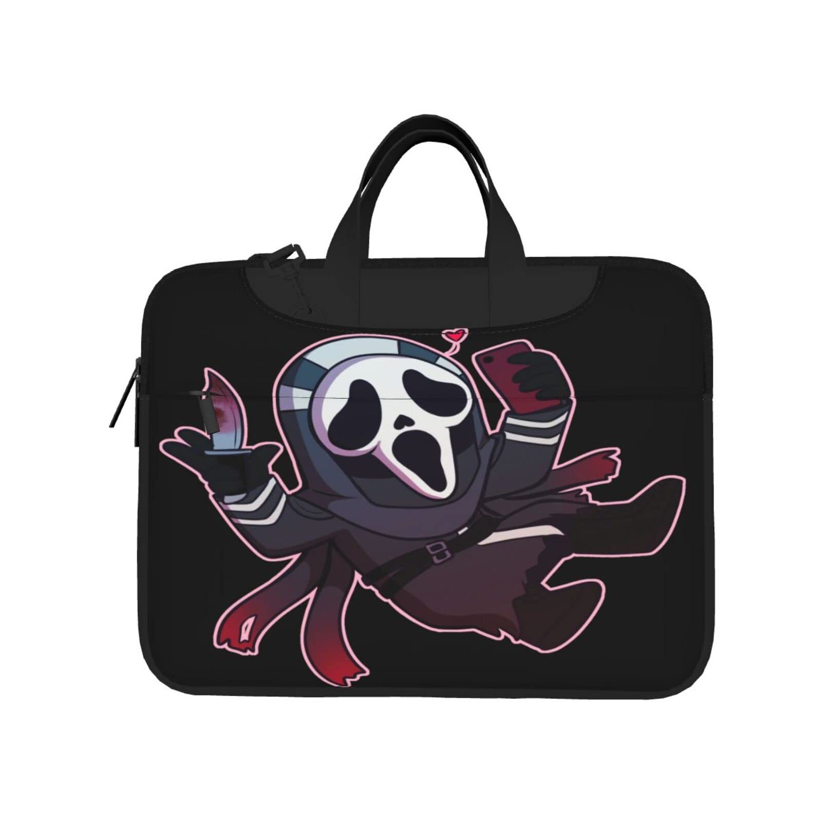 Horror Movie Halloween Themed Laptop Sleeve - Water Resistant Durable 13'' 14'' 15.6'' Handle Bag for Notebook & Computer Protection - Ideal for School, Office, and Travel