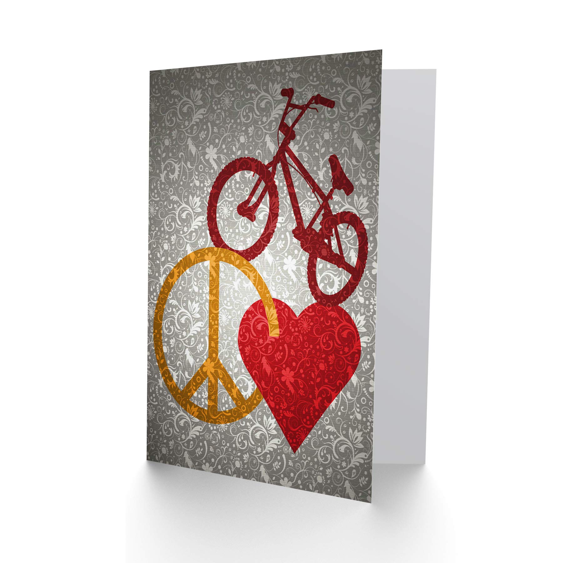 Wee Blue Coo Bike Bicycle Love Peace Pattern Cool Silhouette Blank Birthday Card - Perfect for Cycling Enthusiasts, Greeting Cards & Special Occasions