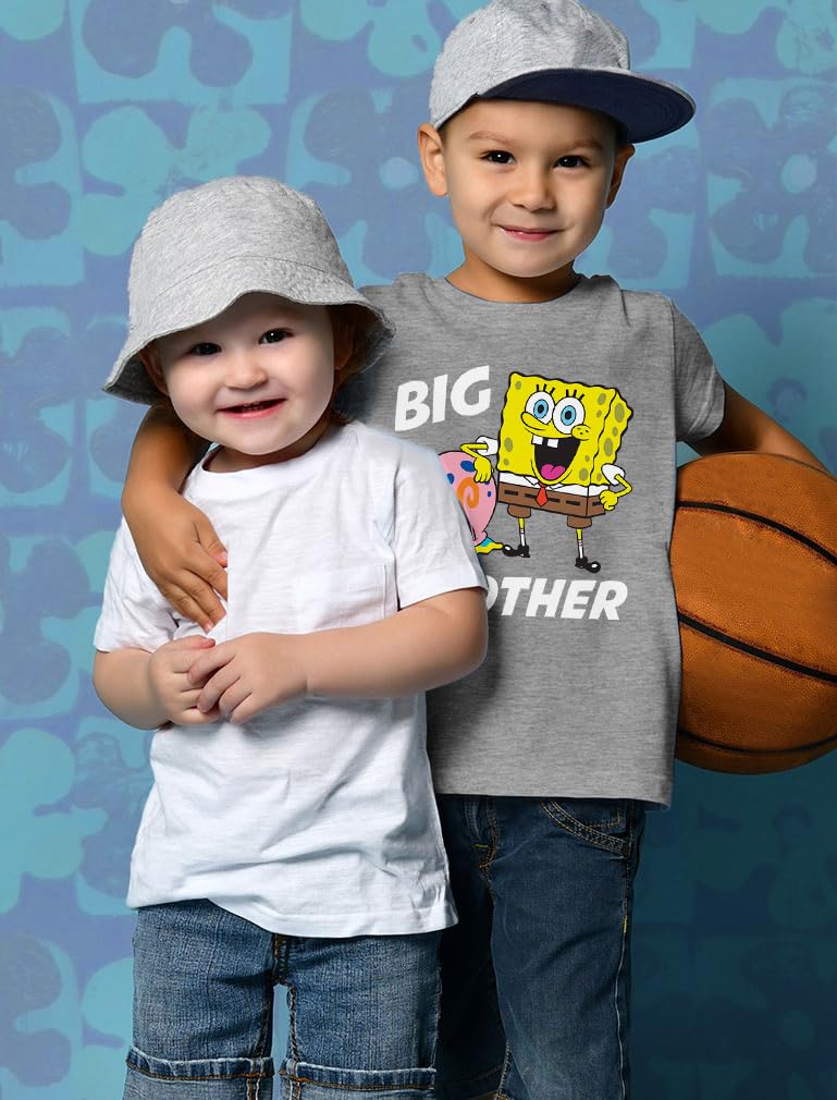 Tstars - Spongebob and Gary Big Brother Funny Toddler Kids T-Shirt | Cute Cartoon Character Tee for Boys & Girls | Perfect for Playdates, Birthday Parties & Family Outings