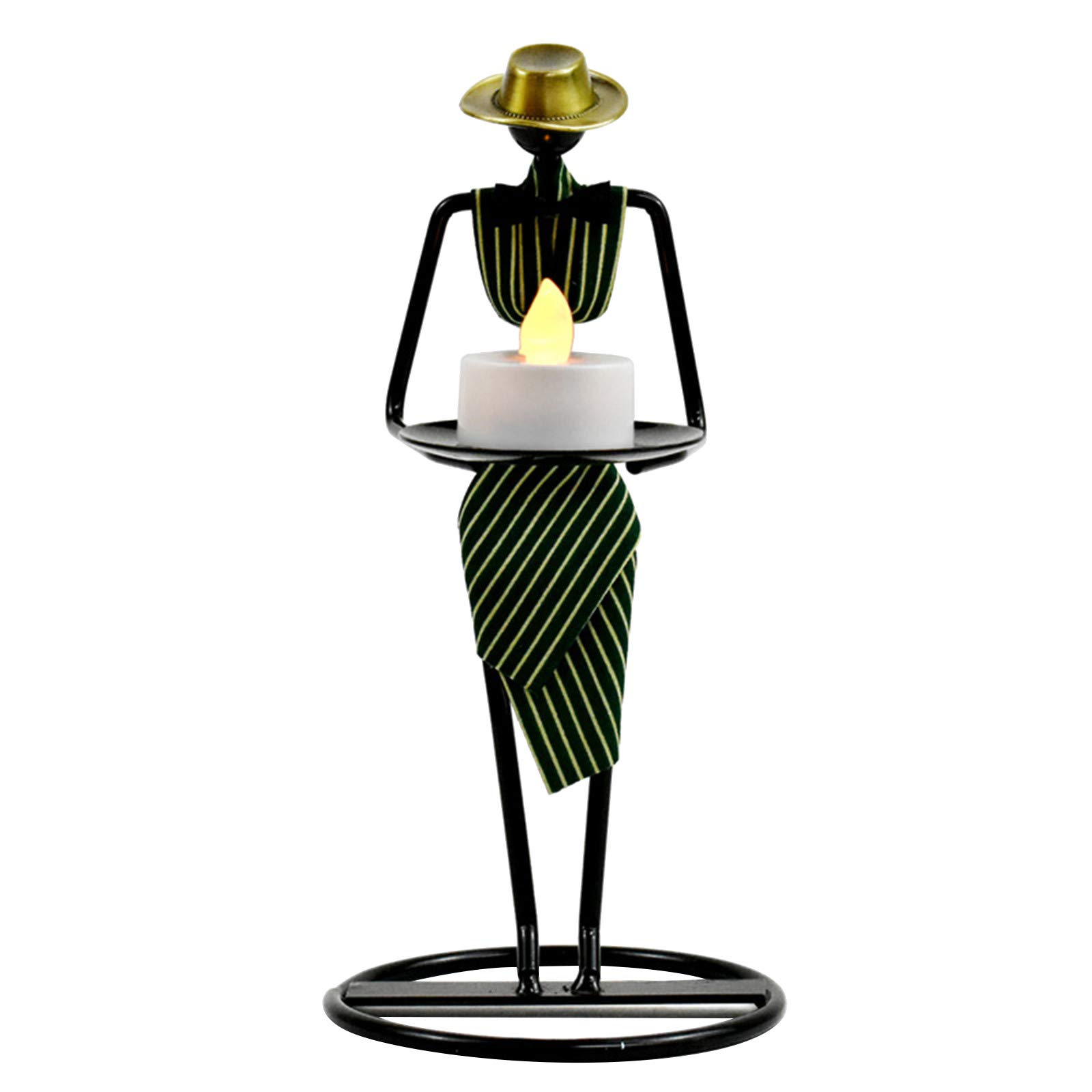 Vintage Metal Human-Shaped Candlestick Holder - Creative Retro Dining Table Decor for Home & Party (Green) - Perfect for Romantic Dinners, Wedding Centerpieces & Gothic Home Decor