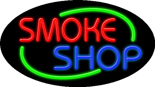 Smoke Shop Glass Neon Sign #14645 - Handcrafted in USA - Perfect for Bars, Lounges & Cannabis Dispensaries