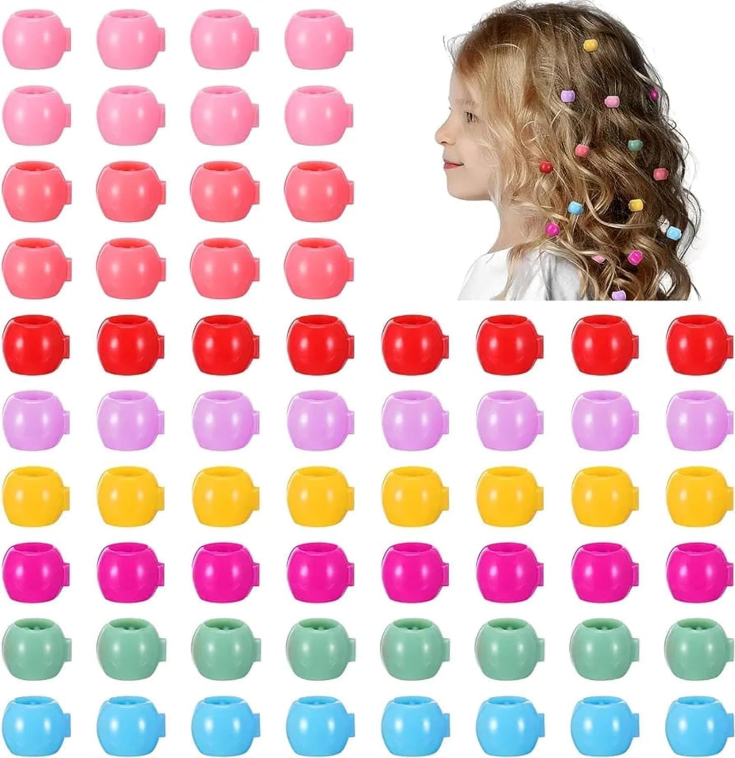 AKADO Mini Beads Hair Claw Clip - Colorful Plastic Hair Accessories for Women & Girls (30 Pack) - Cute Round Hair Clips for School, Parties & Everyday Styling
