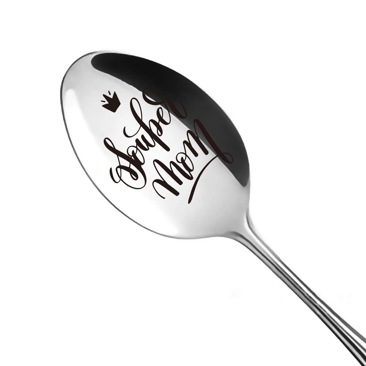 Funny Souper Mom Engraved Stainless Steel Spoon - Best Unique Gift for Tea & Coffee Loving Women - Perfect Mother's Day, Birthday & Christmas Present from Daughter, Son or Husband - Great for Kitchen, Coffee Breaks & Special Occasions