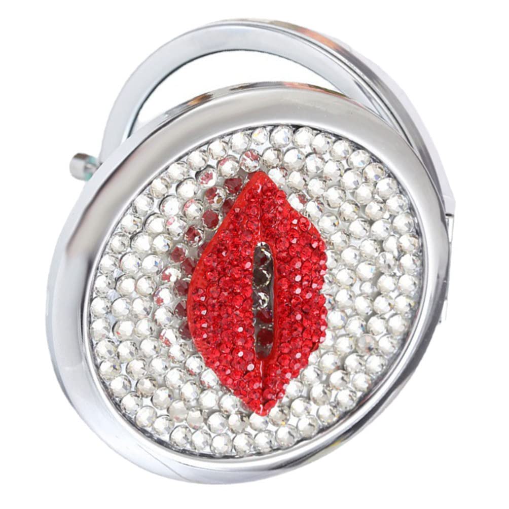HEALLILY Crystal Compact Mirror - Rhinestone Mini Pocket Mirror for Women & Girls, Portable Travel & Purse Mirror, Folding Cosmetic Mirror - Perfect for Makeup, Touch-ups, and Travel Essentials