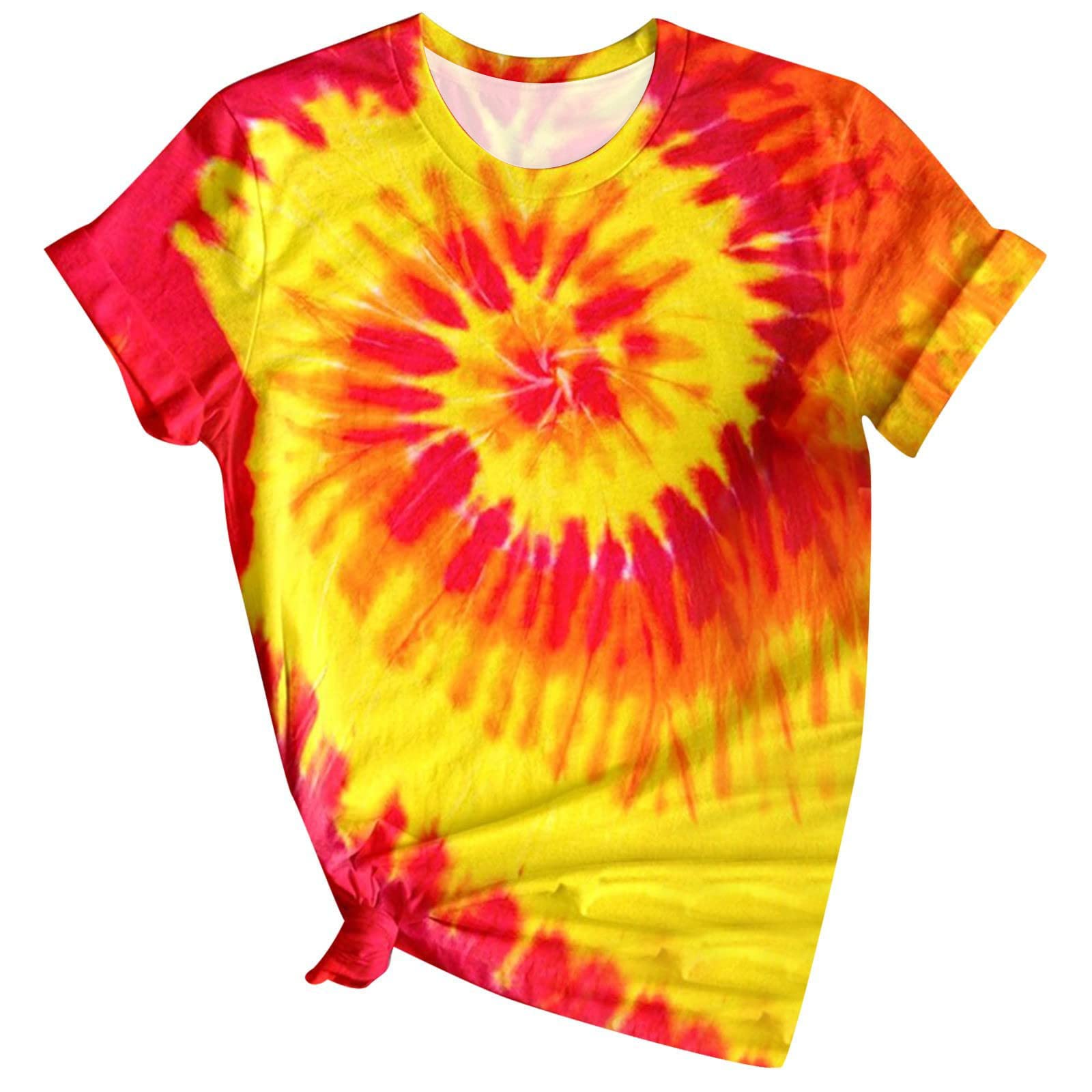 Plus Size Linen Shirts for Women - Crewneck Tie Dye T-Shirts with Cute Sunflower Graphic, Short Sleeve Summer Tunic Tops | Casual Wear, Beach Outfits & Vacation Style