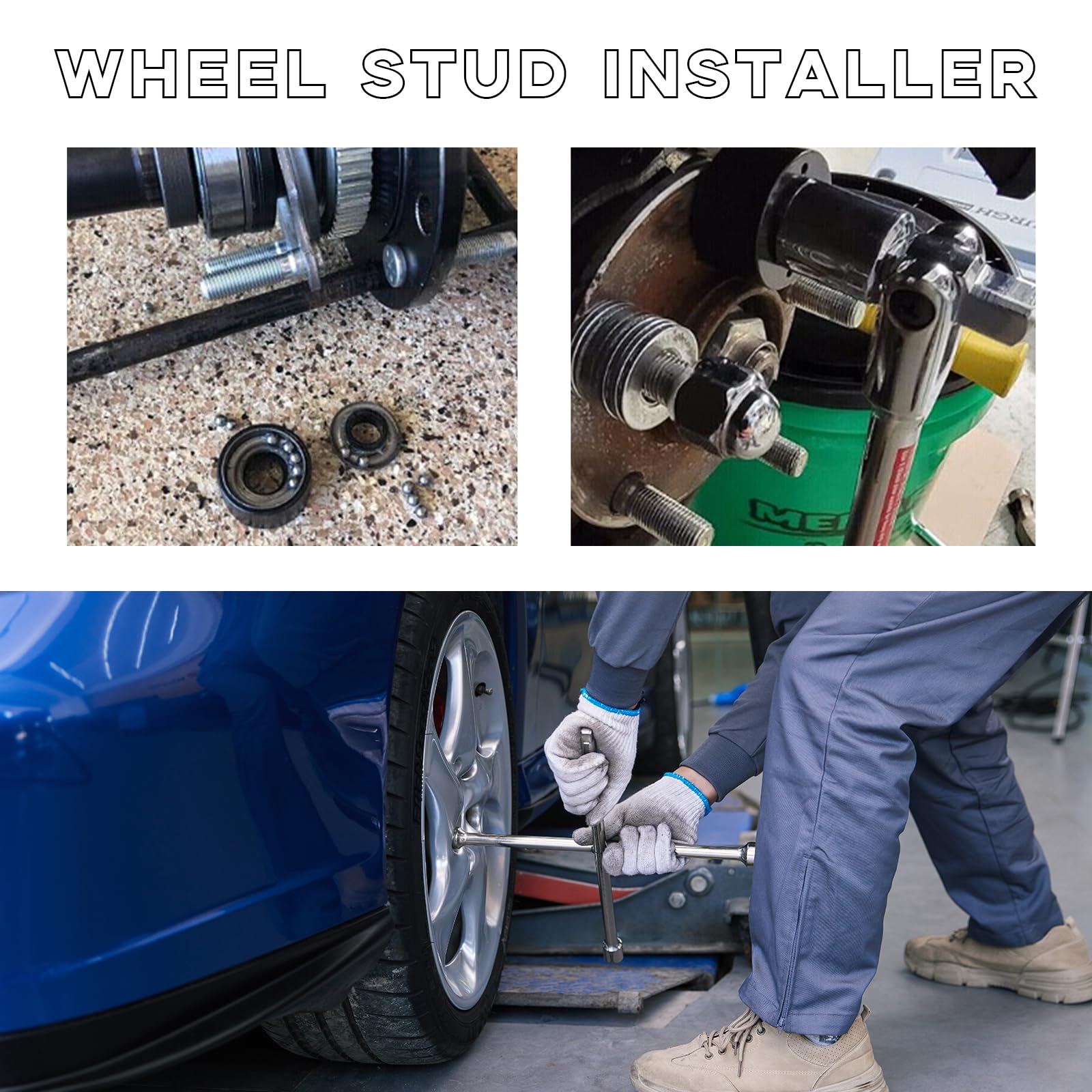 22800 Wheel Stud Installer Tool - Heavy Duty Automotive Wheel Stud Installation Kit for Most Cars & Light-Duty Trucks - Perfect for DIY Repairs, Tire Changes & Auto Maintenance