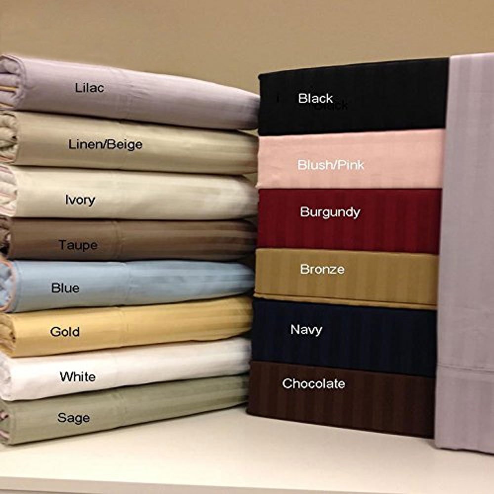 Royal Hotel Luxury 600-Thread-Count 4-Piece Full Bed Sheet Set & 3-Piece Duvet Cover Set - 100% Cotton Sateen Striped Brown Bedding with Deep Pockets for Comfortable Sleep & Hotel-Style Home Decor