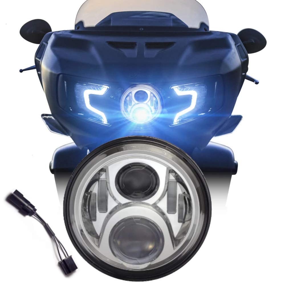 Eagle Lights Indian Challenger Chrome Generation II LED Projection Headlight Kit - High Performance Motorcycle Lighting for Night Riding & Enhanced Visibility
