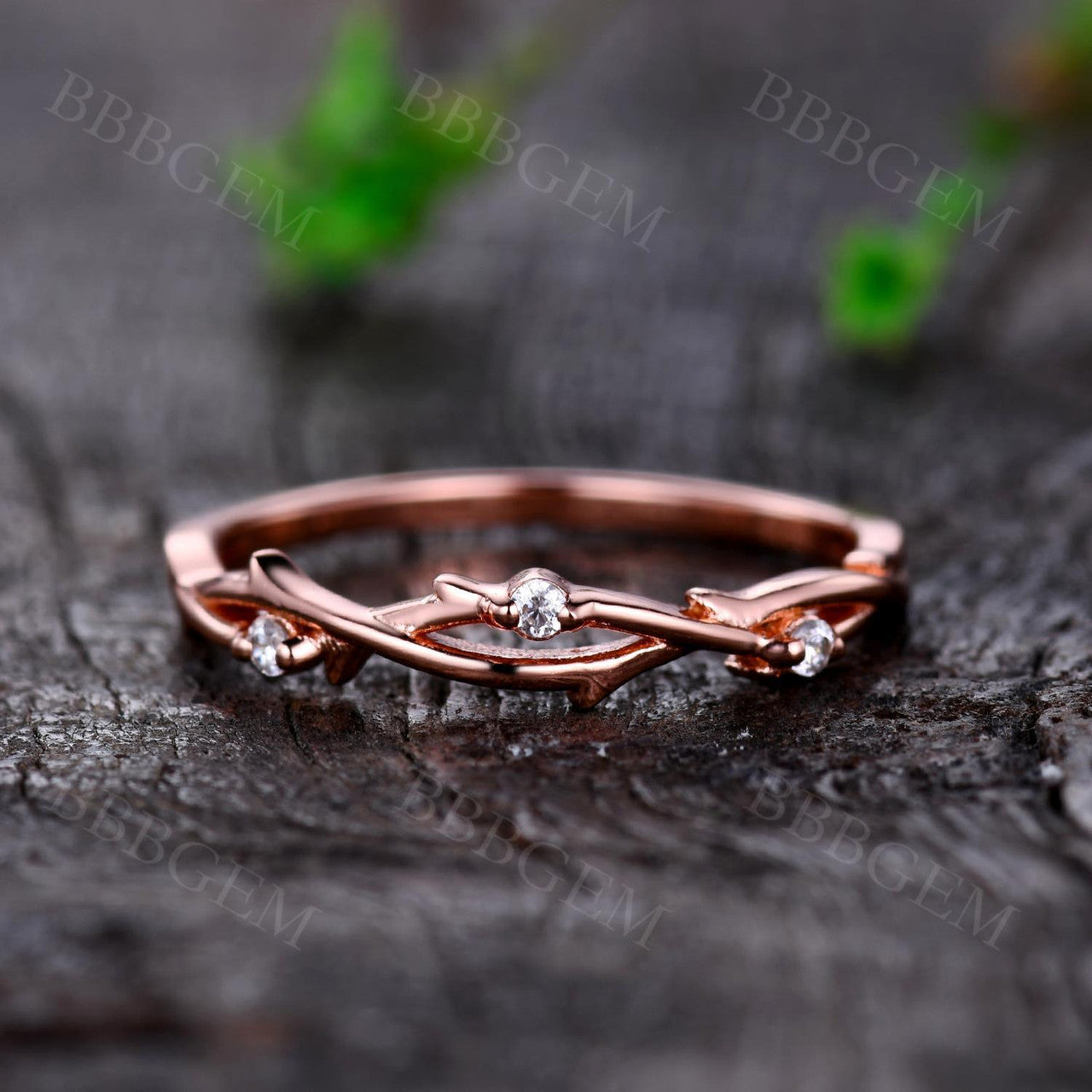 Moissanite Twist Wedding Band - Vines Design Stackable Ring for Women - Matching Bridal Set - Perfect for Engagement, Anniversary & Stacking Jewelry