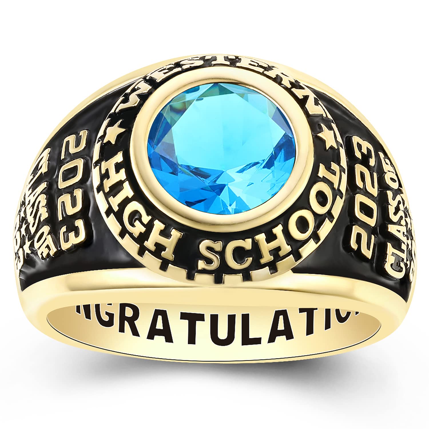 Custom Personalized Sterling Silver Men's Class Rings for High School & College Graduation - Engraved Name & Year - Perfect Gift for Graduates, Alumni & Students - Ideal for Commencement, Reunions & Special Occasions