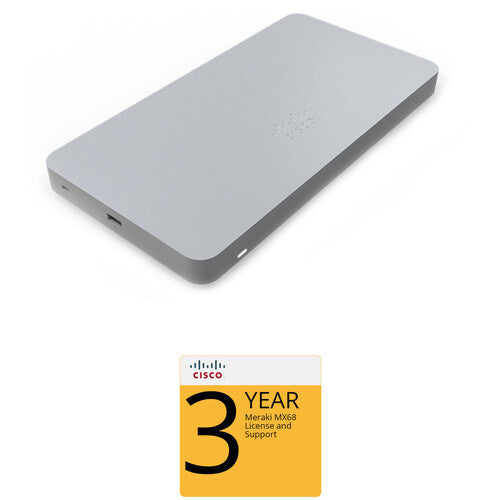 Cisco Meraki MX68 Cloud Managed Security Router with 3-Year Advanced Security License - Next-Gen Firewall, VPN & Threat Protection for Small Business Networks | Ideal for Remote Work, Branch Offices & Secure Cloud Connectivity