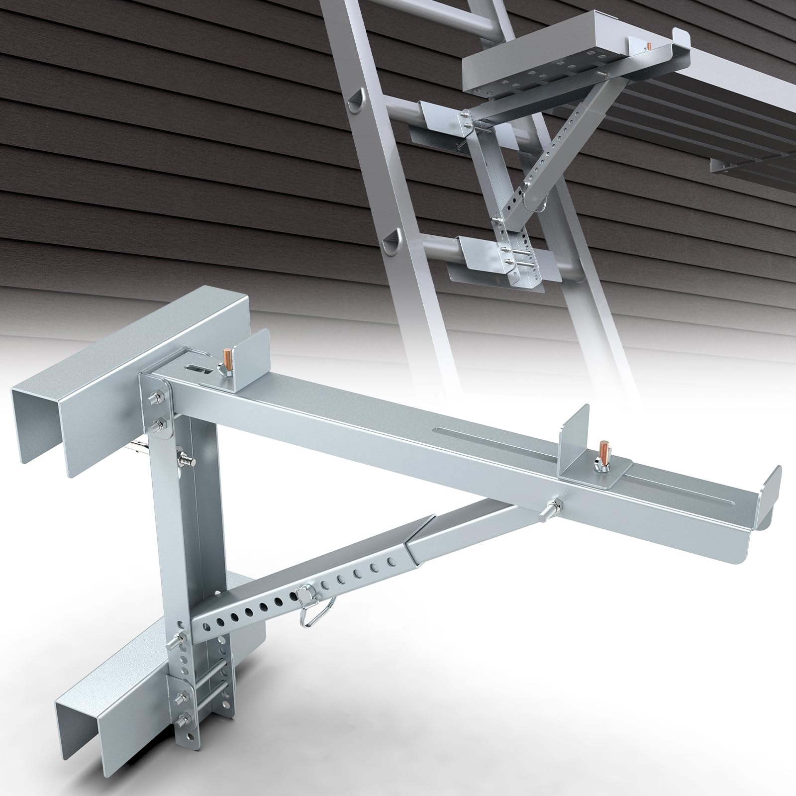 2025 Upgraded Adjustable Ladder Jacks 2 Pack - Heavy Duty Scaffolding Brackets for Extension Ladders, Silver Ladder Platform Accessories for Construction, Roofing & Home Repairs | Perfect for Painting, Window Cleaning & DIY Projects