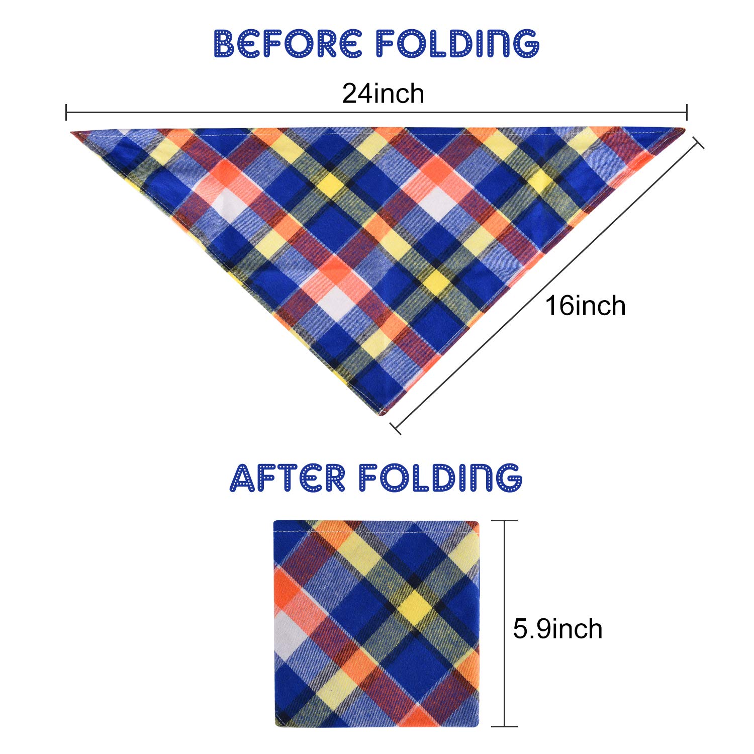 KUUQA 10 Pack Washable Adjustable Plaid Triangle Dog Bandanas - Pet Bibs & Scarf Set for Dogs, Cats - Perfect for Holidays, Parties & Daily Wear
