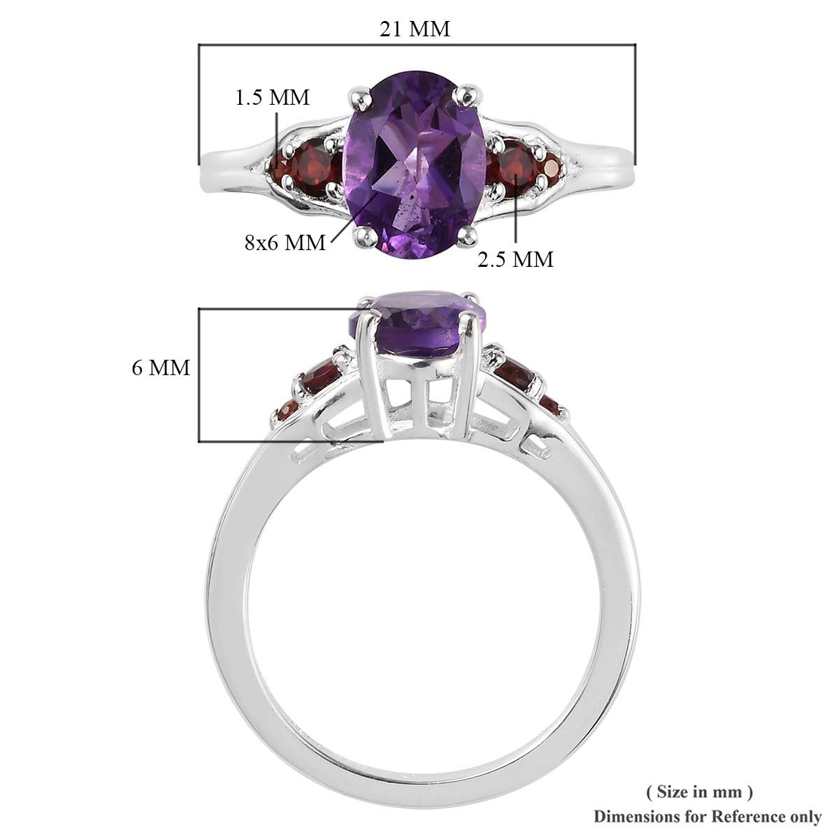 SHOP LC 925 Sterling Silver Garnet & Amethyst Statement Ring | Elegant Red & Purple Gemstone Jewelry for Women | Perfect Birthday Gift & Anniversary Present | Ideal for Evening Parties, Date Nights & Special Occasions