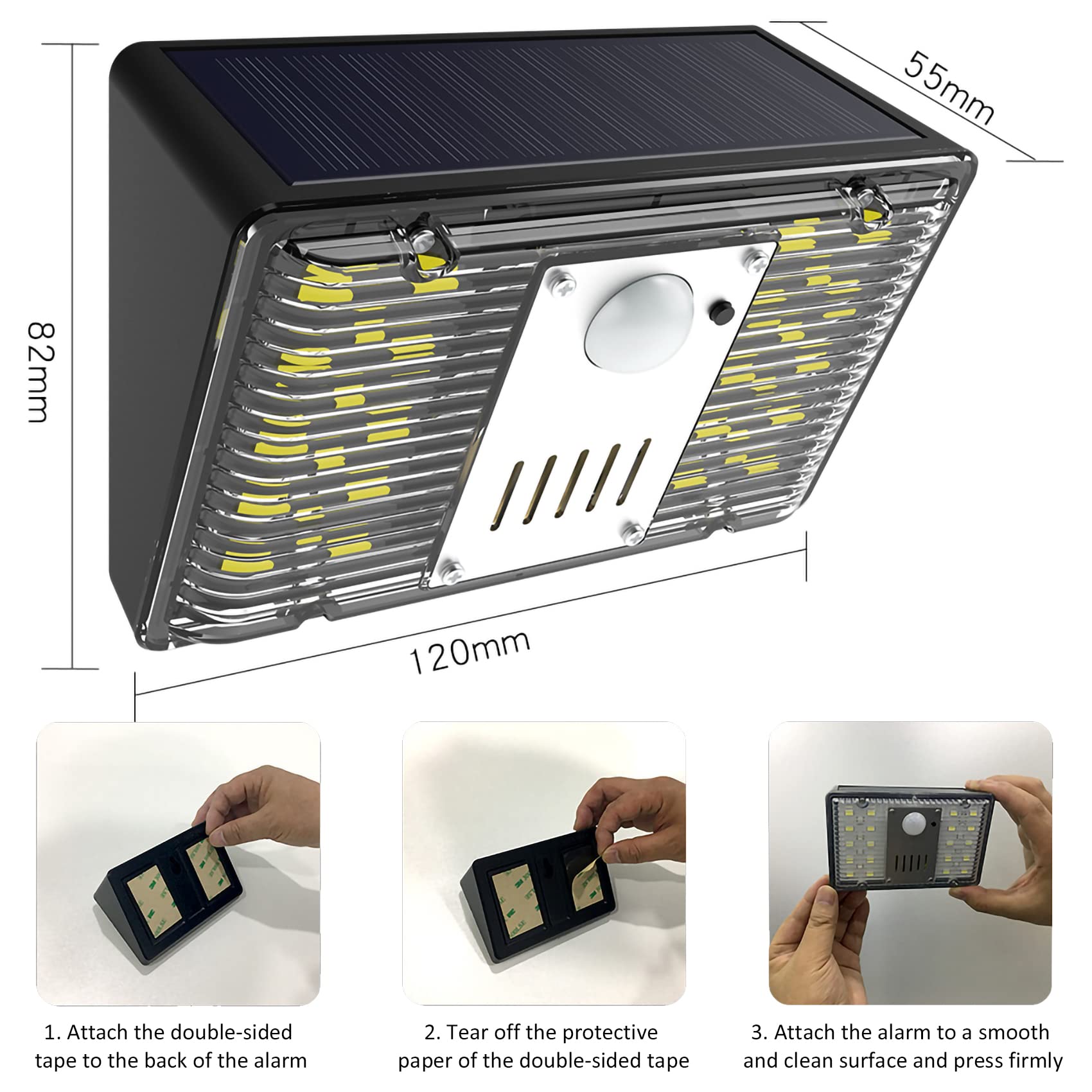 Keeda Solar Security Lights Outdoor with Motion Sensor, 129dB Alarm & Strobe Light - Waterproof, Remote Control, 3 Modes for RV, Motorhome, Driveway, Patio, Yard (Pack of 2) - Perfect for Home Security & Nighttime Illumination