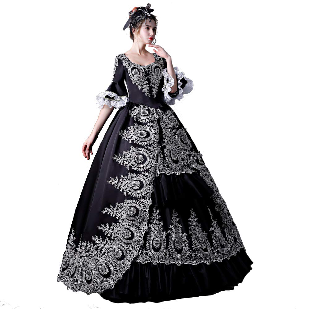 CountryWomen Women's Royal Retro Medieval Renaissance Dress - Elegant Satin Masquerade Gown for Cosplay, Halloween & Historical Reenactment